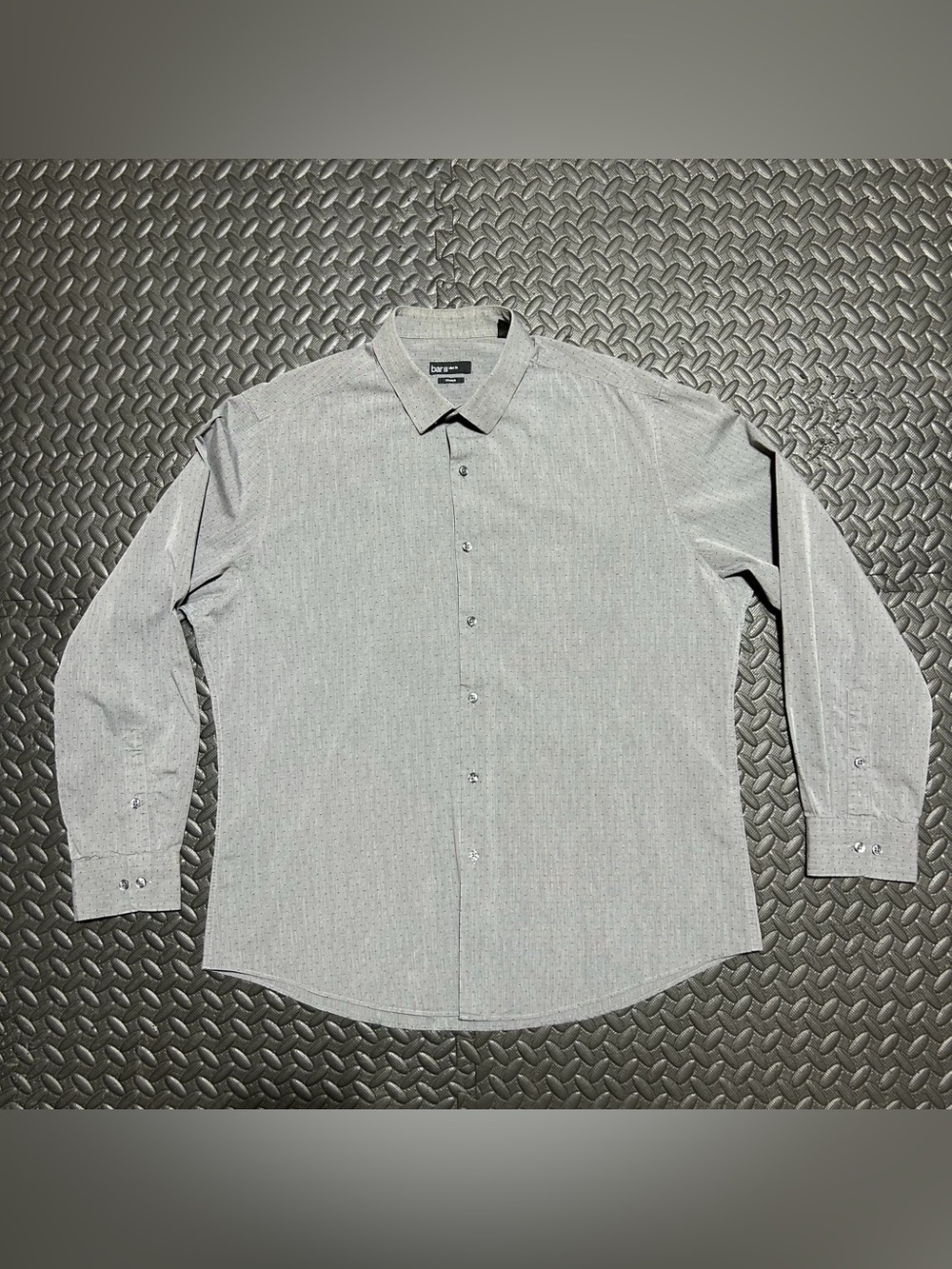 Bar III Dress Shirt Long Sleeve Gray Mini Geometric Slim Fit Mens XL 17 34-35